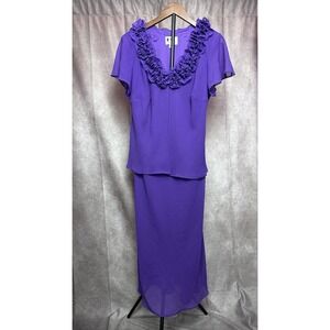 Vintage Ksl Karen Stephens 14 Wp Purple Sheffield Maxi Dress Rosette